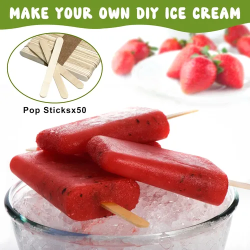 Miniatura 4 de 10 moldes de paletas de cavidad con 50 palitos de paletas, molde de paletas de hielo sin BPA, moldes de paletas caseras, reutilizables, de fácil 10