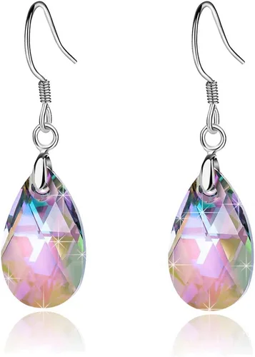 Miniatura 8 de Aretes colgantes de cristal austriaco con forma de lágrima para mujer, joyería hipoalergénica de plata de ley 925