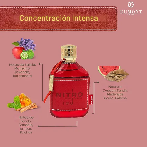 Miniatura 6 de Dumont NITRO RED - 3.4 oz - Eau De Parfum - Perfume de lujo para hombres - Fragancia frutal, amaderada, floral y masculina - Bruma de colonia