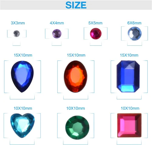 Miniatura 2 de Calcomanías de diamantes de imitación autoadhesivas, 1141 piezas de gemas para manualidades, calcomanías de cristal brillantes para manualidades