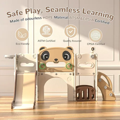 Miniatura 9 de NYEEKOY Juego de tobogán y escalador 9 en 1 para niños pequeños, independiente para interiores y exteriores, tobogán para niños de 1 a 8 años, patio