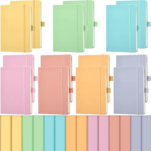 Miniatura 19 de Laumoi 7 Pack Hardcover Journal Notebooks Bulk A5/A4/B5 Journaling Notebook Wide Ruled PU Leather Ruled Lined Journals with Pen Holder for School