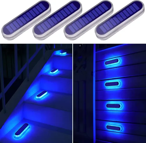 Miniatura 10 de YiLaie – Luces solares para escalones al aire libre, impermeables, blanco cálido, luces de escalera alimentadas por energía solar para escalones