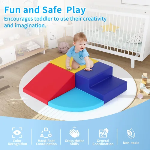 Miniatura 3 de PayLessHere Juguetes de escalada para niños pequeños de 1 a 3 años, juego de bloques de espuma coloridos de 4 piezas, juguetes