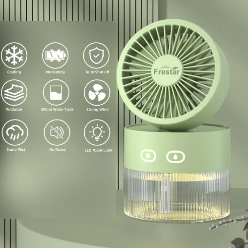 Miniatura 2 de Ventilador de refrigeración personal y humidificador de aire pequeño de 11.8 fl oz con luz nocturna LED, carga USB de escritorio 3 en 1 para oficina