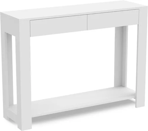 Miniatura 7 de Safdie & Co. - Mesa consola de color gris pardo oscuro con estante, mesa de pasillo rectangular con cajones, uso como mesa de entrada, escritorio