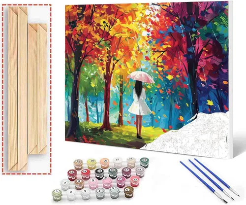 Miniatura 15 de TUMOVO Pintura por números para niñas con flores para adultos, principiantes, mujeres rodeadas de abejas, pintura acrílica por números, pintura