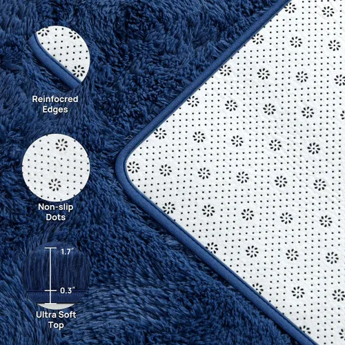 Miniatura 4 de Deerhoo Alfombra de Área Shag, 4 X 6 Alfombras de Felpa Suaves para Sala de Estar, Alfombra Ultra Suave Esponjosa y Peluda para Dormitorio, Alfombra