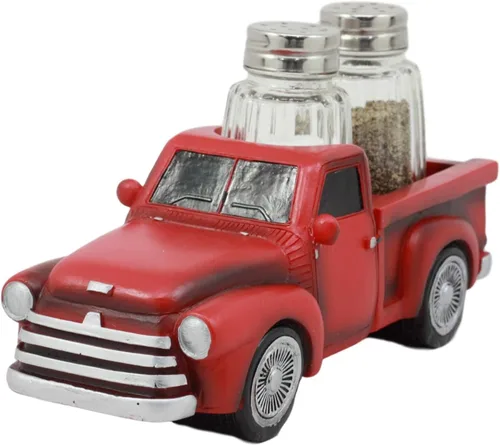 Miniatura 3 de Ebros - Figura clásica de camioneta roja a la antigua usanza, para cocteleras de cristal y salero, decoración de cocina, estatua (S&P Shakers)
