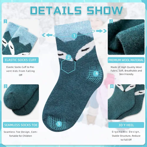Miniatura 4 de Eocom - Medias de invierno cálidos de lana para niños y niñas 6 pares