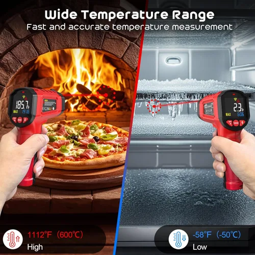 Miniatura 4 de Pistola Termómetro Infrarrojo, Pistola Termómetro Láser SQECH -58℉～1112℉(-50℃～600℃), Pistola de Temperatura Sin Contacto con Emisividad Ajustable