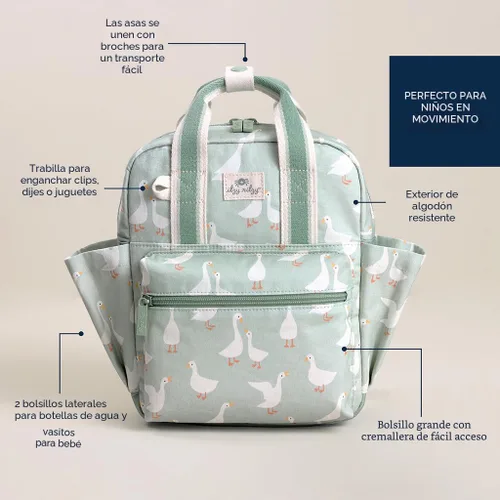 Miniatura 4 de Itzy Ritzy Mochila para niños pequeños – Bolsa de guardería – Cuenta con correas ajustables para el hombro, 2 bolsillos laterales e interior Ganso