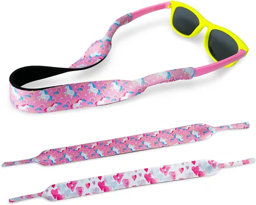 Miniatura 7 de Diseño de retenedor de lentes para niños con material de neopreno flotante, correa ajustable para lentes sin cola para niños y niñas, paquete de 2