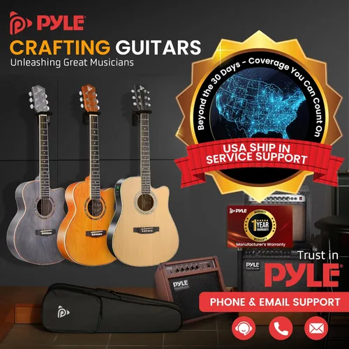 Miniatura 8 de Pyle Cutaway - Kit de guitarra eléctrica acústica y amplificador, cuerpo de madera de abeto de tamaño completo 4/4 con amplificador de 10 W, bolsa