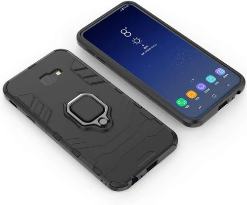 Miniatura 4 de Compatible con Galaxy J4+ (2018), soporte de anillo de metal, a prueba de golpes, parachoques duro (funciona con soporte magnético para automóvil)