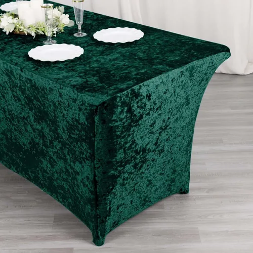 Miniatura 14 de Efavormart Cubierta de Mesa Rectangular Ajustada Elástica de Terciopelo Aplastado Beige de 6 pies
