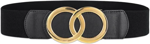 Miniatura 158 de Cinturón de cuero clásico con hebilla de metal para mujer con vestido de jeans