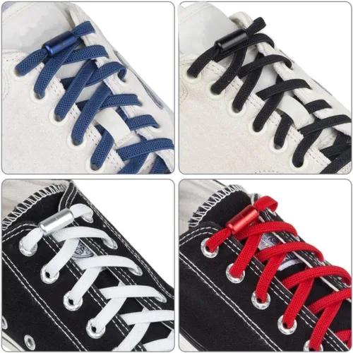Miniatura 2 de 2-6 pares de cordones elásticos sin atar, cordones universales para zapatos para niños y adultos, cordones sin cordones con cierre de metal