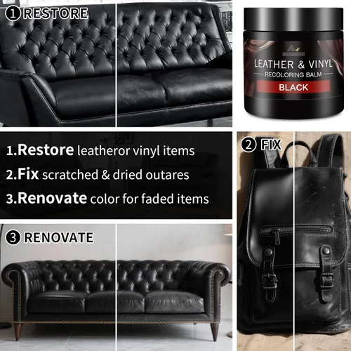 Miniatura 3 de Kit de reparación de cuero y bálsamo de cuero para muebles, restaurador de cuero negro para sofás, muebles, asientos de automóvil, pintura de cuero
