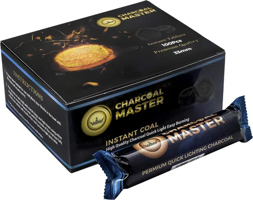 Miniatura 7 de Juego de 100 briquetas de carbón rápido ligero por Charcoal Master - Discos instantáneos de carbón, incienso y carbón, 100 unidades por caja