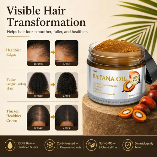 Miniatura 4 de Dr. Sebi Aceite de Batana 100% natural, sin refinar y orgánico de Honduras para el crecimiento del cabello, mejora el grosor del cabello, evita