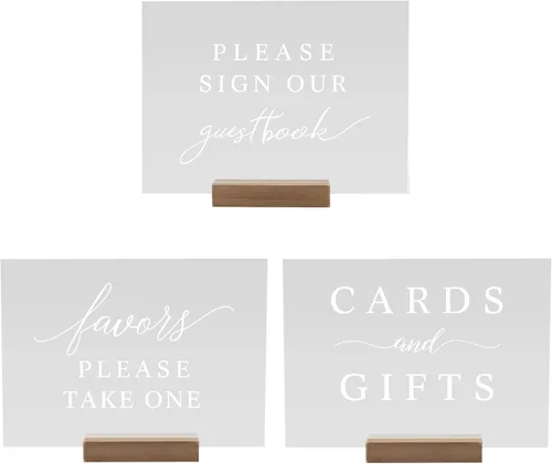 Hanna Roberts Juego de 3 carteles de decoración de mesa con soporte, para recepción de boda, ceremonia, fiesta, decoración de mesa con soporte, por