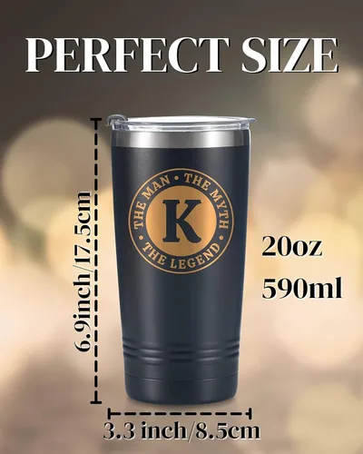 Miniatura 5 de Taza The Man the Myth the Legend con iniciales, vaso de viaje de acero inoxidable con monograma para hombres, divertida taza de café personalizada