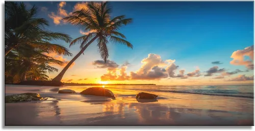 Miniatura 10 de Lienzo de playa al atardecer para pared, dunas de arena costeras con imagen de hierba de playa, paisaje natural del océano, arte moderno de paisaje