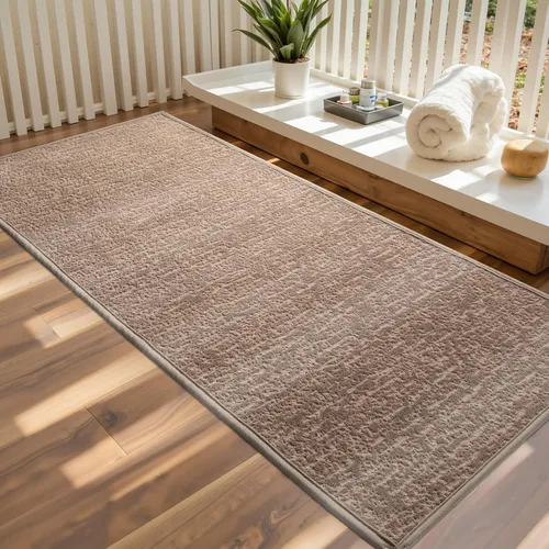 Miniatura 29 de Tapetes de baño antideslizantes delgados para debajo de la puerta, tapetes de baño de secado rápido absorbentes con respaldo de goma trenzado