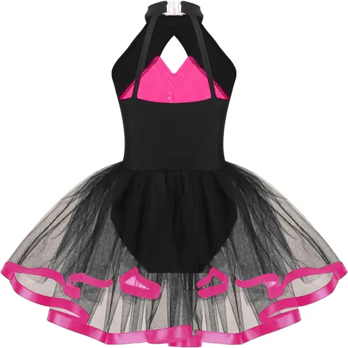 Miniatura 111 de CHICTRY Vestido tutú de ballet con lentejuelas brillantes para niñas y niñas, moderno disfraz de baile latino de jazz