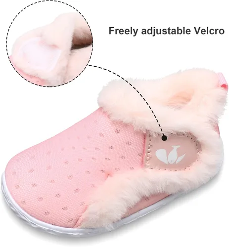 Miniatura 3 de FEETCITY - Zapatos para bebés, niños y niñas, pantuflas cálidas de vellón, botines para primeros pasos, calcetines cálidos para recién nacidos
