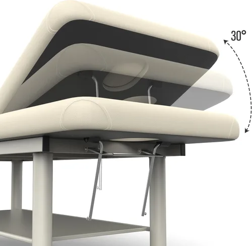 Miniatura 5 de pouseayar Cama de masaje estacionaria profesional resistente con respaldo ancho para terapia, tratamientos faciales, marco de metal, piel sintética