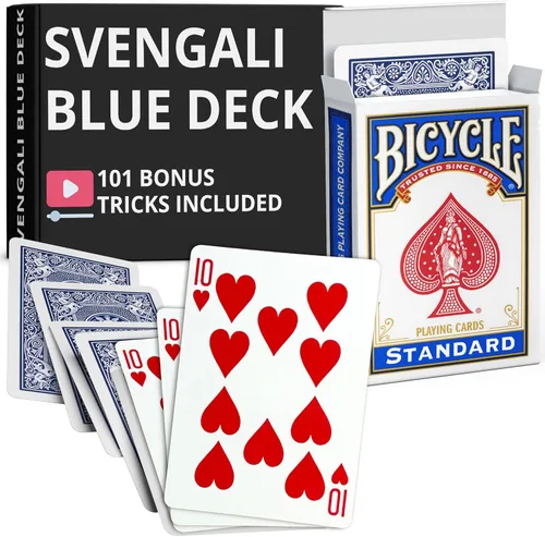 Miniatura 10 de Ted's Sterling Magic Precision Blue Rider Back Bicicleta Svengali Deck con instrucciones para más de 100 trucos (2 de clubes)