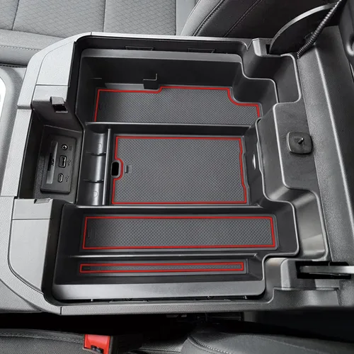 PIMCAR Organizador de reposabrazos de consola de tamaño completo compatible con Chevy Silverado/GMC Sierra 1500 2019-2022 y 2020-2023 Rojo