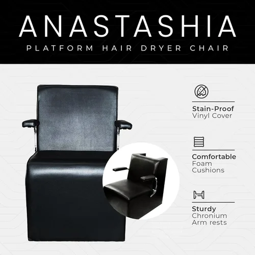 Miniatura 7 de Chromium PureSana - Silla secadora de pelo con plataforma de vinilo, color negro