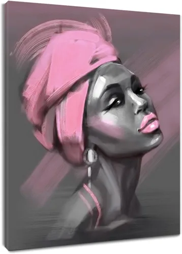 Miniatura 18 de LB Arte de pared de mujer afroamericana, mujer negra con cabello dorado, impresiones de pintura abstracta, belleza moderna negra y dorada para sala
