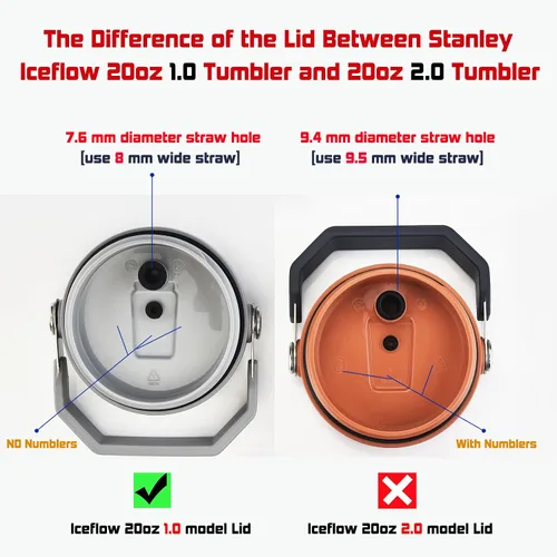 Miniatura 2 de ALINK - Paquete de 6 popotes de acero inoxidable compatibles con el vaso Stanley Iceflow de 20 onzas con tapa abatible, popotes metálicos