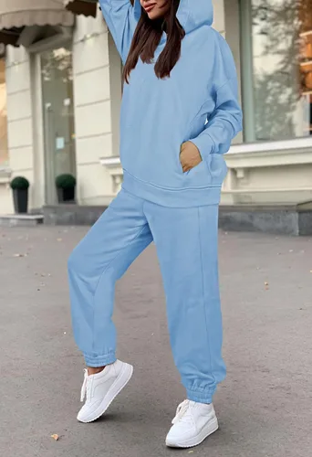 Miniatura 3 de Fixmatti Sudaderas con capucha para mujer, sudadera de manga larga, pantalones deportivos de 2 piezas
