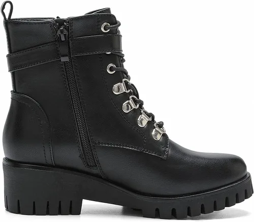 Miniatura 3 de CentroPoint Botines de cuña de moda para mujer, con cremallera lateral, con cordones, zapatos de plataforma de punta redonda