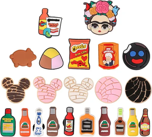 Maxun - Dijes para zapatos de inspiración mexicana 22 piezas para decoración de zapatos mexicanos para zuecos de PVC bonitos suministros para