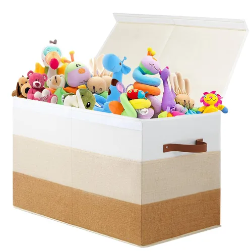 Miniatura 12 de Mayniu Caja grande de almacenamiento de juguetes para niñas y niños, resistente caja de juguetes organizadora con tapa para sala de estar, Rosa