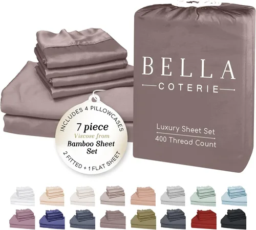 Miniatura 14 de Bella Coterie - Juego de sábanas de lujo de viscosa de bambú para cama tamaño split king 2 sábanas ajustadas para camas Sleep Number y camas 06