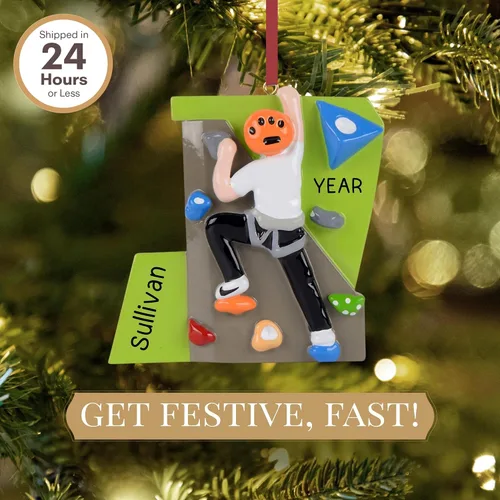 Miniatura 2 de Adorno personalizado de escalada en roca 2026 Adornos de Navidad deportivos grabados con láser para árbol Regalo de recuerdo personalizado