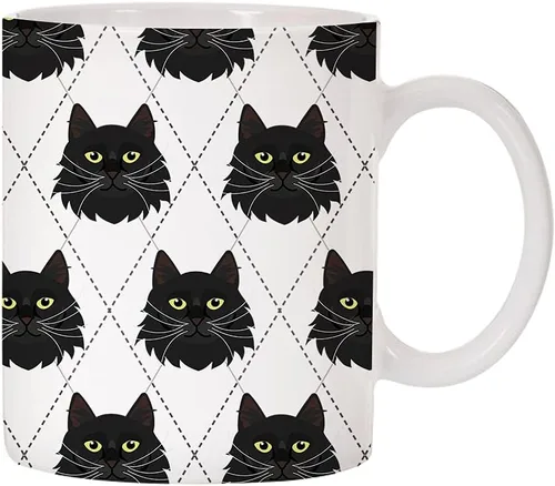 Miniatura 12 de Adorable Cat Breed Design Argyle Pattern Taza de café de cerámica (abisinian)