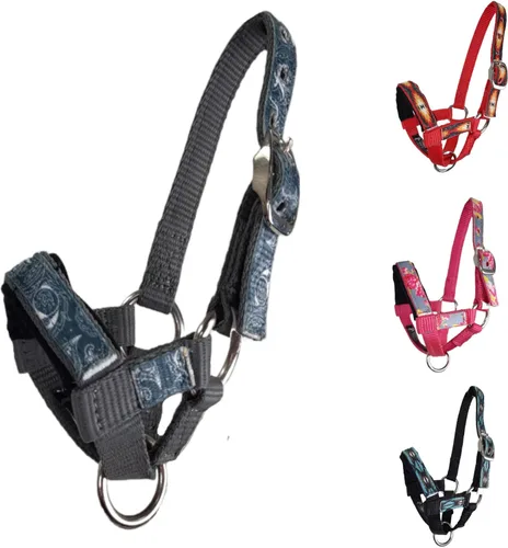 Miniatura 5 de Tahoe Tack Halter de alpaca superpuesto de nailon con banda nasal acolchada - 6 meses de garantía Azul (Blue Aztec)