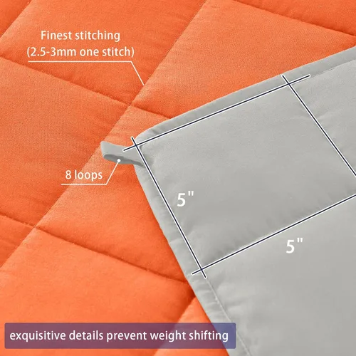 Miniatura 4 de Yescool - Manta con peso para adultos (20 libras, 60 x 80 pulgadas, naranja), manta de enfriamiento pesada para dormir, 190-210 libras, manta