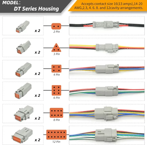 Miniatura 3 de Kit de 205 piezas de conectores Deutsch, conectores DT de 2, 3, 4, 6, 8 y 12 pines, conectores eléctricos impermeables IP67 con 70 pares