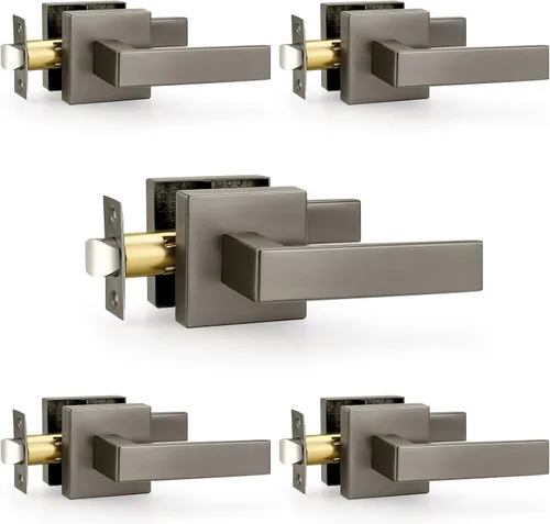 Miniatura 60 de Probrico Paquete de 4 manijas de puerta simuladas en negro mate, manijas interiores que no giran, manijas reversibles resistentes para interiores