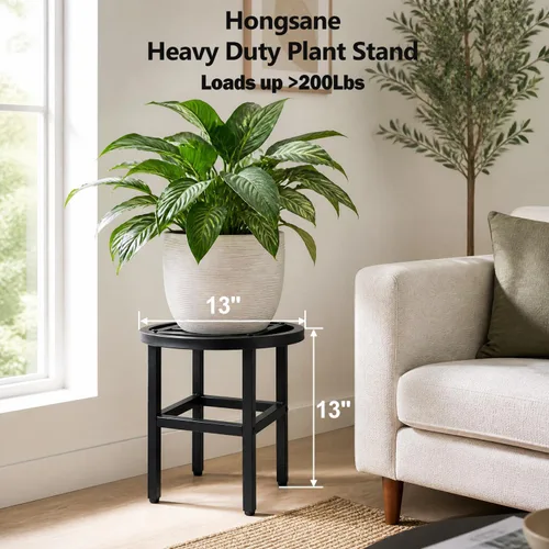Miniatura 2 de Soporte para plantas para interiores y exteriores, soporte de metal de 13 pulgadas de alto, soportes de pedestal de hierro forjado resistentes
