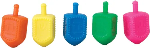 Miniatura 2 de Rite Lite Tarro de Dreidels, 25 Dreidels de plástico mediano multicolor, juego clásico de Janucá Spinning Dreidel, paquete de valor a granel
